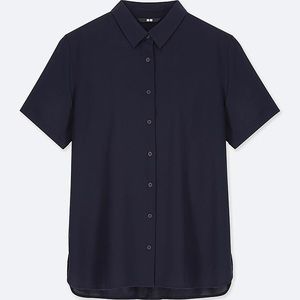 Women Rayon Short Sleeve Blouse Navy 2019 Version